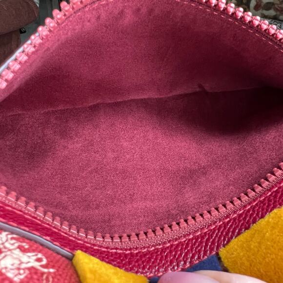 Like New Coach Red Horse Carriage Varsity Stripe Large Zip Wristlet Pouch - Picture 8 of 10